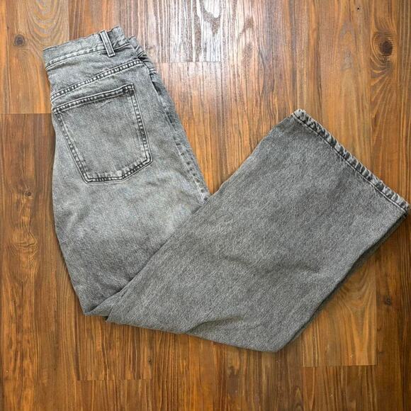 Zara TRF HIGH-WAIST WIDE LEG CROSSOVER JEAN SIZE 8 GRAY COLOR - Picture 4 of 6